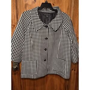 VTG Scott Taylor Blazer Jacket Women 2XL Polka Dot 3/4 Button Front Lined